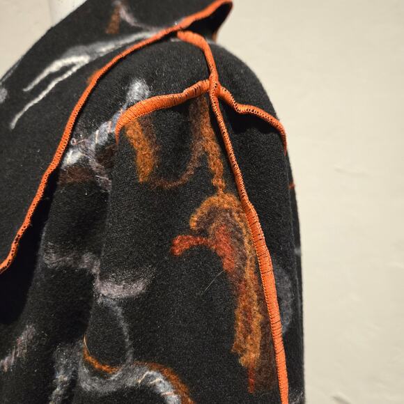 Anya SF Handmade Black Boiled Wool Wearable Art Relaxed Fit Tie-Front Jacket - Picture 5 of 8